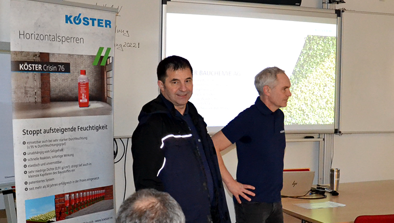 Bild 01 | Fachseminar KÖSTER BAUCHEMIE AG am 03.12.2025 abc Bau M-V GmbH Vortrag über den nachträglichen Einbau von Horizontalsperren, Negativabdichtung gegen drückendes Wasser, Sanierputz und Fugenabdichtung