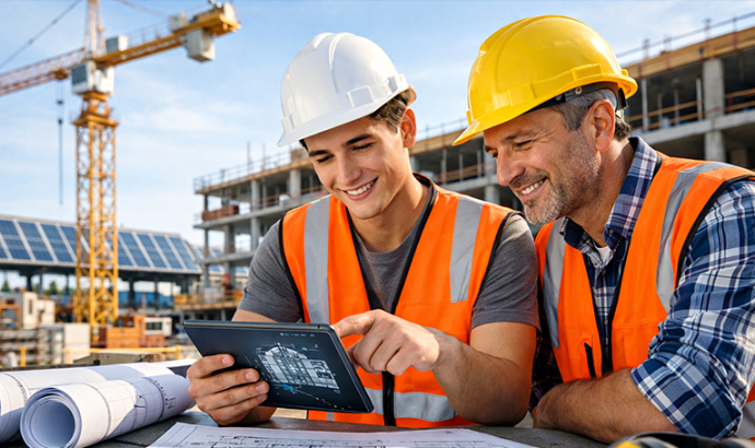 Auszubildender auf der Baustelle