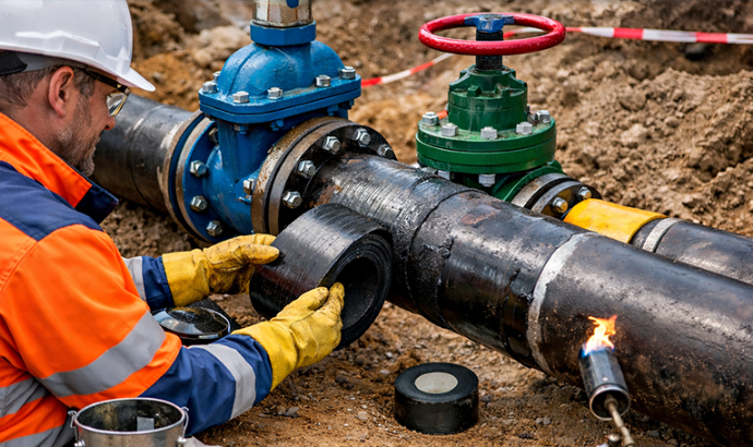 Nachumhüllen von Rohren, Armaturen und Formstücken gem. DVGW-Arbeitsblatt GW 15